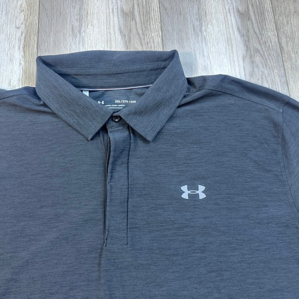Under Armour Playoff Golf Polo Shirt Mens 2XL Black Long Sleeve Loose Stretch - Picture 2 of 9
